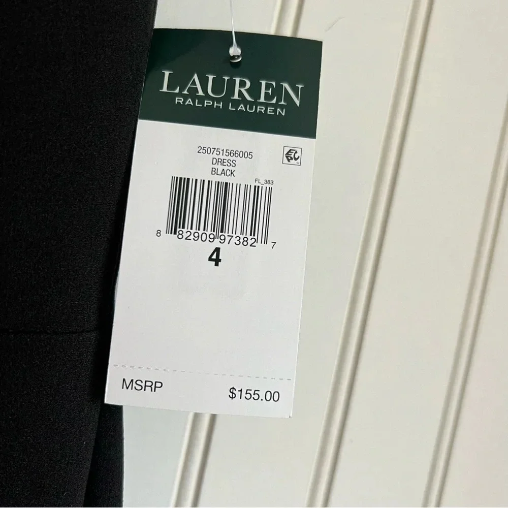 Lauren Ralph Lauren Size 4 Black Ruffle-Trim Crepe Dress NEW! - Picture 6 of 6